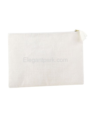 ElegantPark C Initial Monogram Makeup Bag Personalized Party Gift Clutch with Bottom Zip Jute