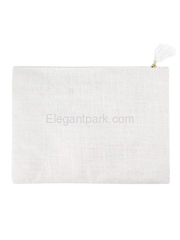 ElegantPark S Initial Monogram Makeup Bag Personalized Party Gift Clutch with Bottom Zip Jute