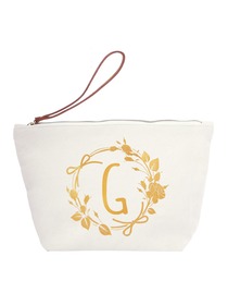 ElegantPark G Initial Monogram Makeup Cosmetic Bag Wristlet Pouch Gift with Bottom Zip Canvas