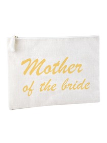 ElegantPark Mother of the Bride Clutch Bag Wedding Party Favors Gift Handbag Zip White with Gold Scr