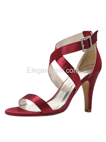 ElegantPark HP1818 High Heels Pumps Cross Satin Wedding Evening Dress Sandal Shoes (HP1818)