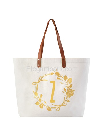 ElegantPark Z Initial Personalized Gift Monogram Tote Bag with Interior Zip Pocket Canvas