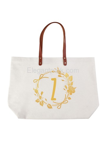 ElegantPark Z Initial Personalized Gift Monogram Tote Bag with Interior Zip Pocket Canvas