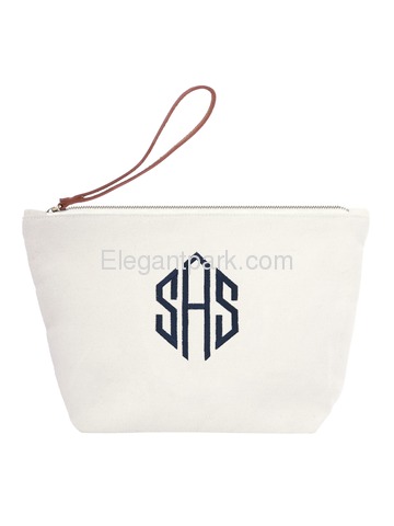 PERSONALIZED Custom Gift Tote Monogram Initial Diamond Embroidery Makeup Bag with Zip