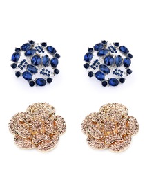 ElegantPark 2 Pairs Combination Women Wedding Accessories AF02 Gold+AM Navy Blue Shoes clips
