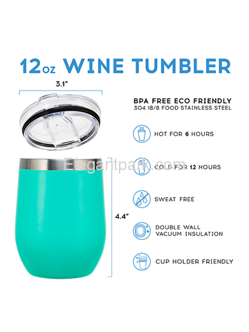 Teacher Apple Stainless Steel Wine Tumbler with Lid Vacuum Insulated Spill Proof Travel Friendly Cup
