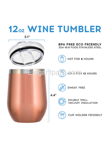 Mama Shark Stainless Steel Wine Tumbler with Lid Vacuum Insulated Spill Proof Travel Friendly Cup