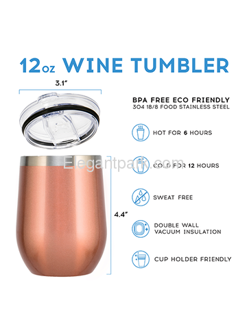 Teacher Apple Spill Proof Wine Tumbler with Lid Vacuum Insulated Travel Friendly Cup