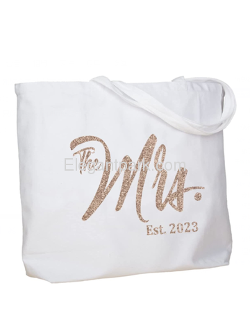 ElegantPark The Mrs EST 2022 Jumbo Wedding Bride Tote Bachelorette Party Gift Shoulder Bag